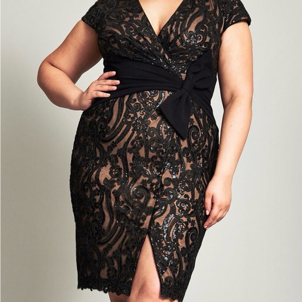 Tadashi Shoji Black Lace Midi Dress